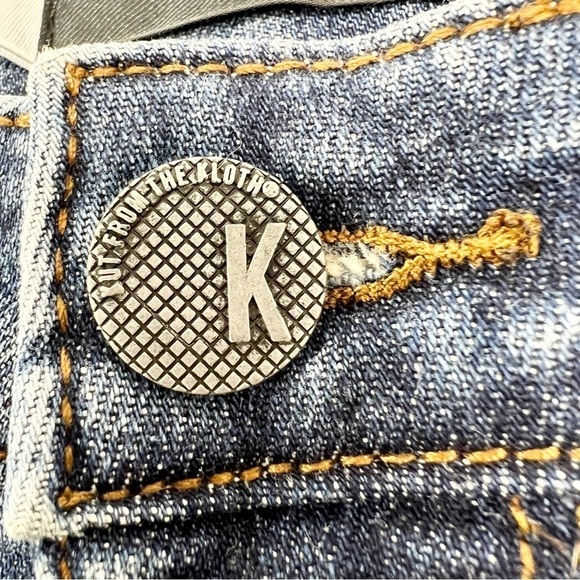 Kut from the Kloth Reese ankle straight cropped eyelet embroidered raw jeans 0 - Picture 10 of 15